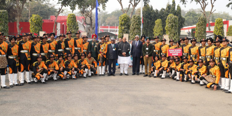 The Union Minister for Defence, Shri Rajnath Singh visits to NCC Republic Day Camp at Delhi Cantt on January 21, 2023.