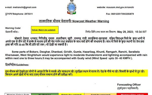 मौसम विभाग की ओर से जारी की गयी पूर्वानुमान का ब्यौरा.