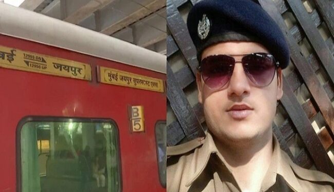 जयपुर-मुंबई एक्सप्रेस और आरोपी आरपीएफ जवान चेतन.