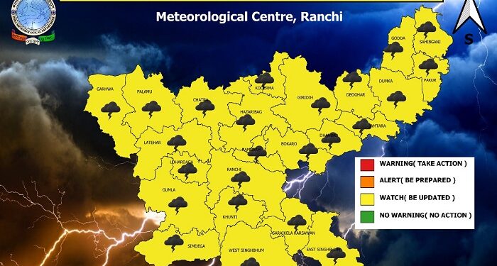 झारखंड मौसम विभाग की ओर से जारी किए गए मौसम का नक्शा.